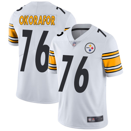 Youth Pittsburgh Steelers Football 76 Limited White Chukwuma Okorafor Road Vapor Untouchable Nike NFL Jersey